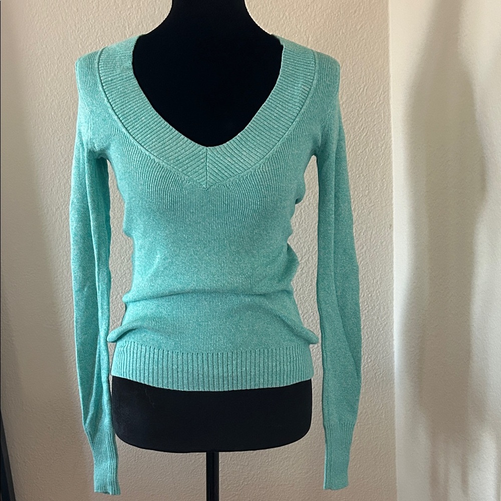 Express Teal V-Neck Sweater for Women